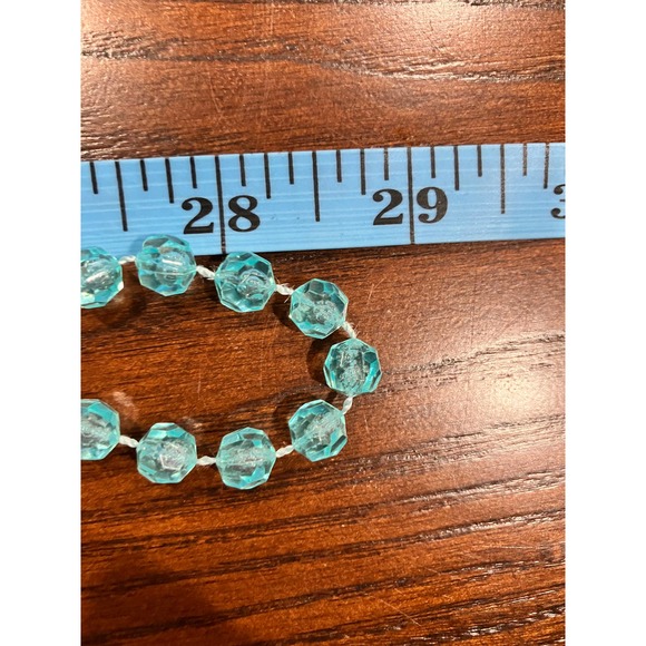 Long Transparent Turquoise Beaded Necklace! - Picture 6 of 6